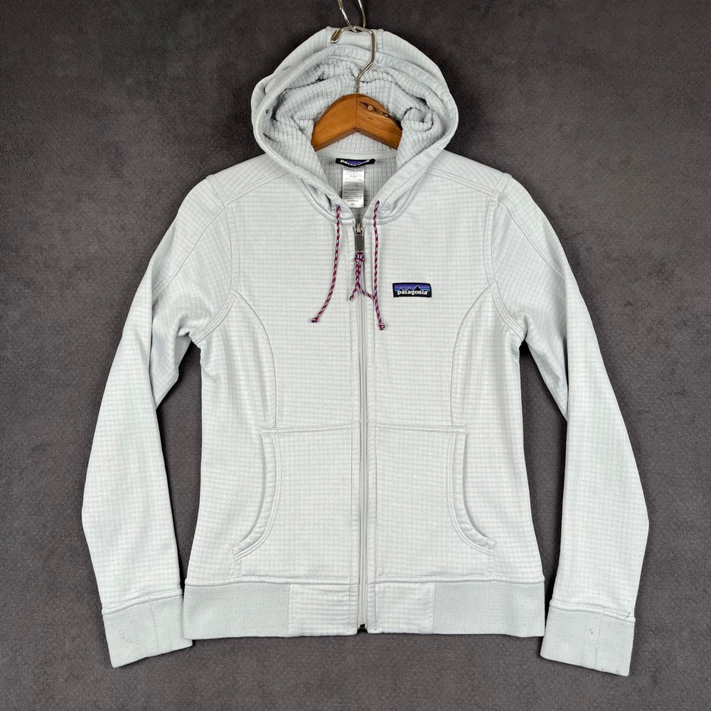 Patagonia Upslope Hoody Womens XS Gray Full Zip R1 Grid Fleece 25830